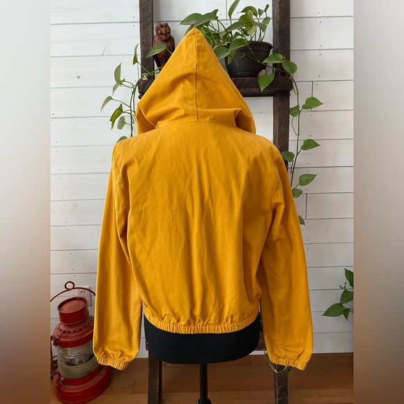 Forever 21: Mustard Orange and White Bomber Cropped Jacket - Picture 10 of 17